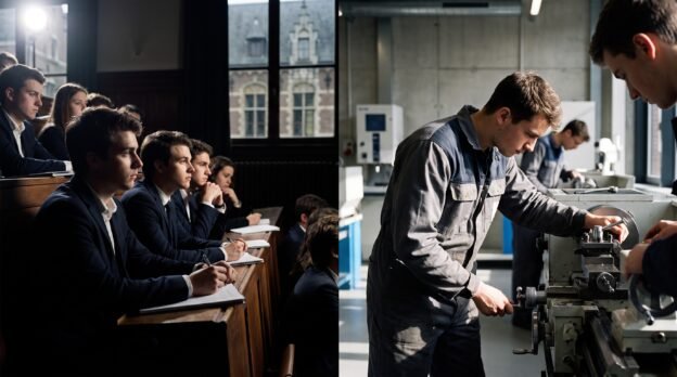 Comparaison entre l’enseignement universitaire théorique et la formation pratique en Haute École en Belgique
